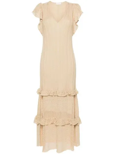 Liu •jo Lurex-detail Maxi Dress In Oro