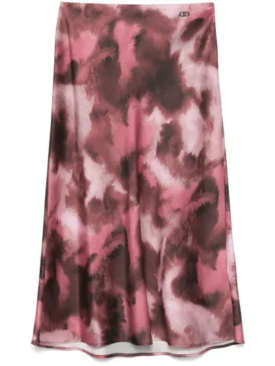 Liu •jo Abstract Pattern Midi Skirt In Pink