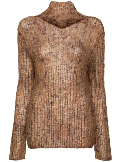 Liu •jo Abstract-print Sweater In Brown