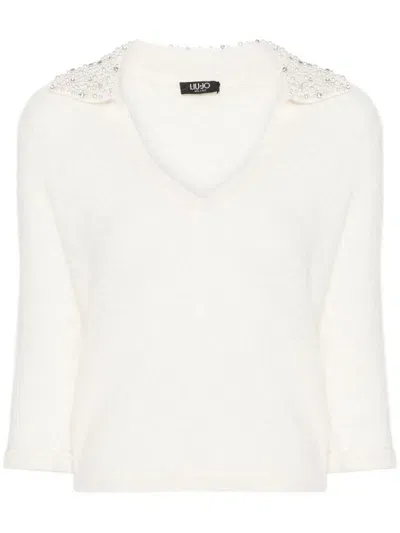 Liu •jo Bead-embellished Sweater In White