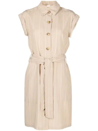 Liu •jo Belted-waist Shirt Dress In Nude