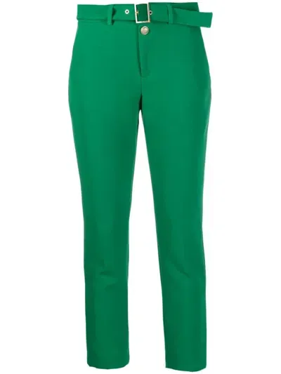 Liu •jo Belted-waist Tailored Trousers In Green