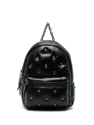 Liu •jo Black Faux Leather Backpack With Beads