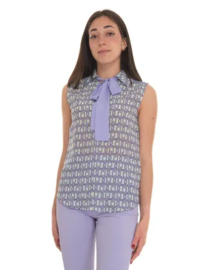 Liu •jo Logo-print Sleeveless Blouse In Verde-glicine