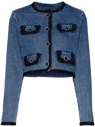 Liu •jo Braided-edge Jacket In Blue