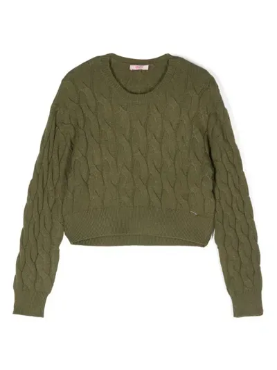 Liu •jo Kids' Cable-knit Jumper In Green