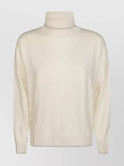 Liu •jo Turtleneck With Lurex Edge In White