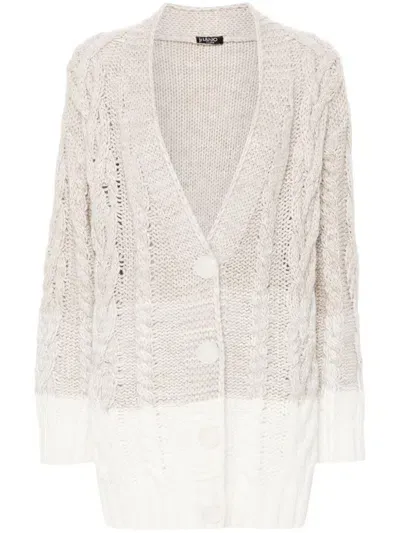 Liu •jo Chunky-cable-knit Cardigan In Grey