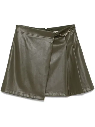 Liu •jo Coated Mini Skirt In Green