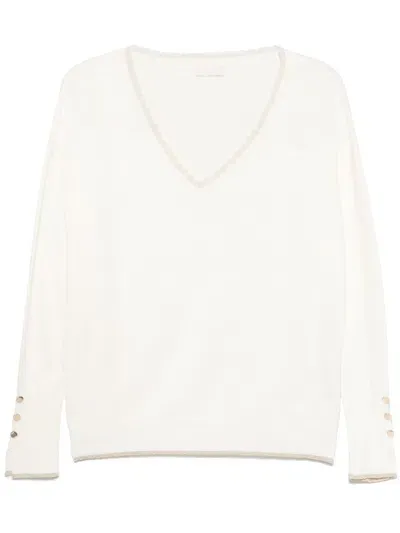 Liu •jo Contrasting-trim Sweater In White