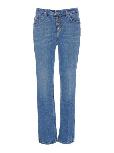 Liu •jo Cropped Bottom Up Jeans In Blue