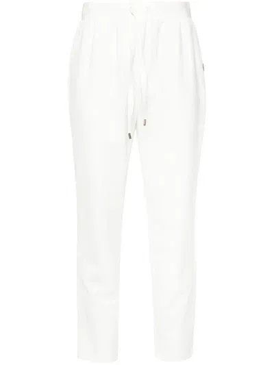 Liu •jo Tweed-stripes Drawstring Track Pants In White