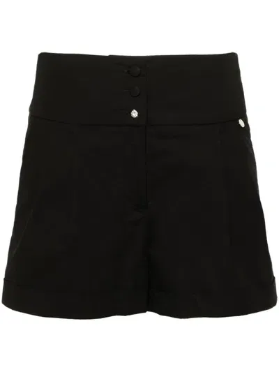 Liu •jo Crystal-embellished Button Shorts In Black