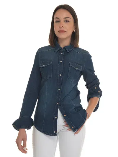 Liu •jo Denim Blouse In Dark Denim