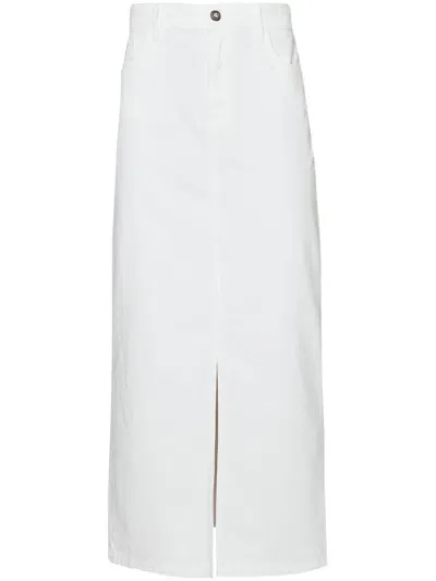 Liu •jo Denim Midi Skirt In White