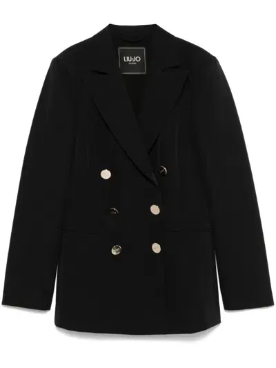 Liu •jo Double-breasted Blazer In Black