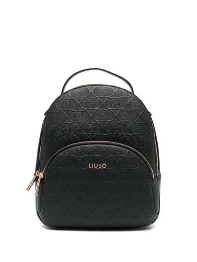 Liu •jo Embossed-logo Backpack In Black