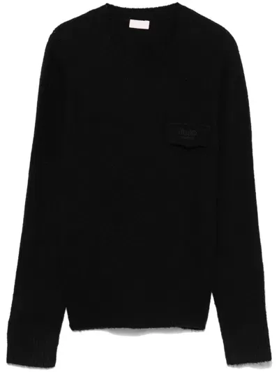 Liu •jo Embroidered-logo Sweater In Black