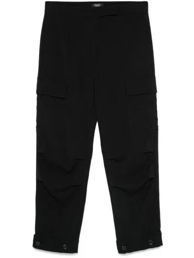 Liu •jo Flannel Cargo Pants In Black