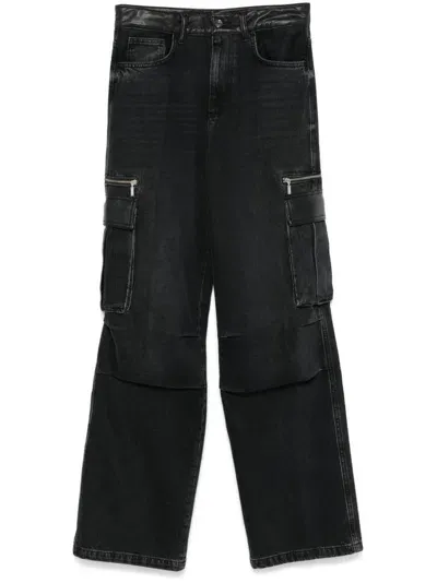 Liu •jo Flared Cargo Jeans In Black