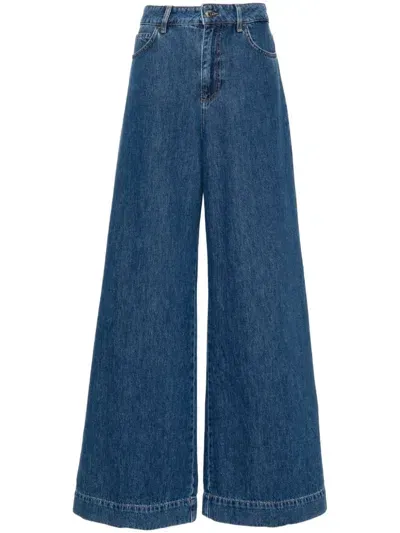 Liu •jo Flared Cotton Jeans In Blue