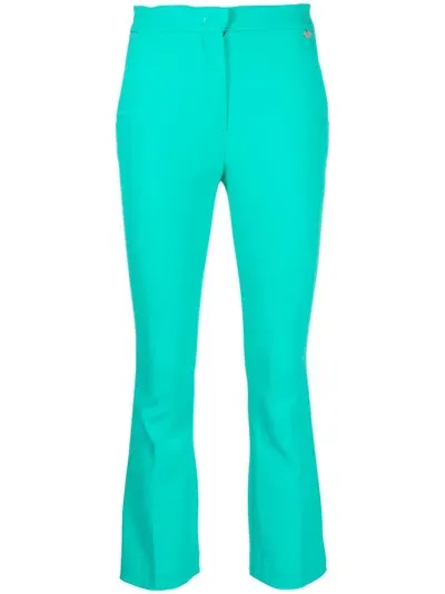 Liu •jo Cropped Straight Trousers In Verde Acqua