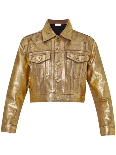 Liu •jo Foil-effect Jacket In Gold