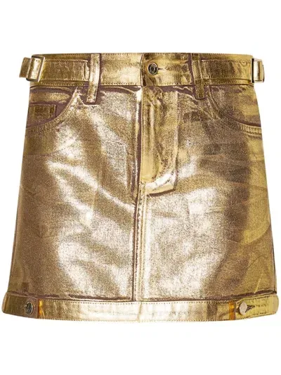 Liu •jo Foiled-finish Mini Skirt In Gold