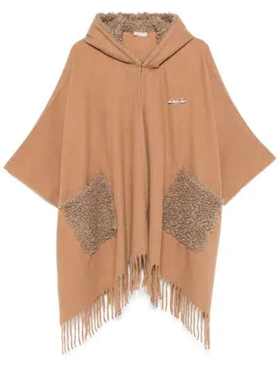 Liu •jo Fringed Poncho In Beige