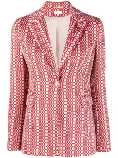 Liu •jo Geometric Pattern-print Blazer In Pink