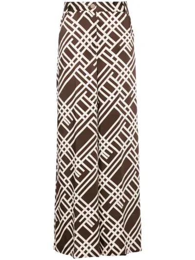 Liu •jo Geometric-print Trousers In Brown