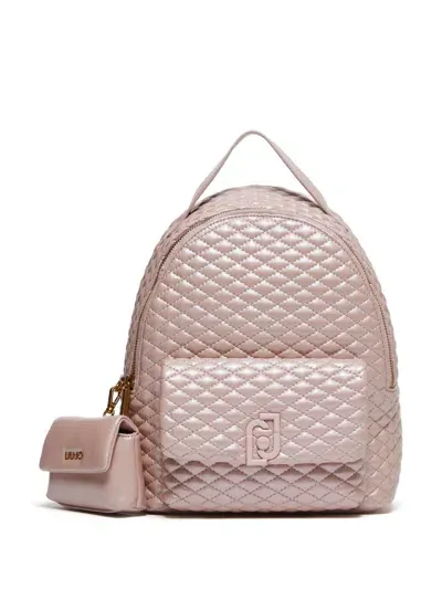 Liu •jo Glossy Quilted Backpack In Pink