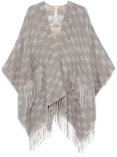 Liu •jo Jacquard-logo Poncho In 灰色