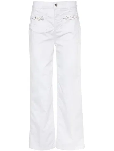 Liu •jo Flare-leg Cropped Trousers In White