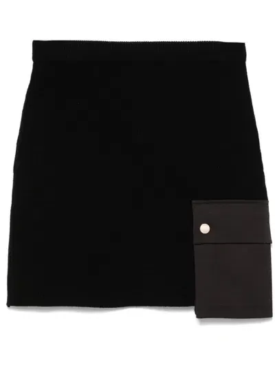 Liu •jo Knitted Pocket Mini Skirt In Black