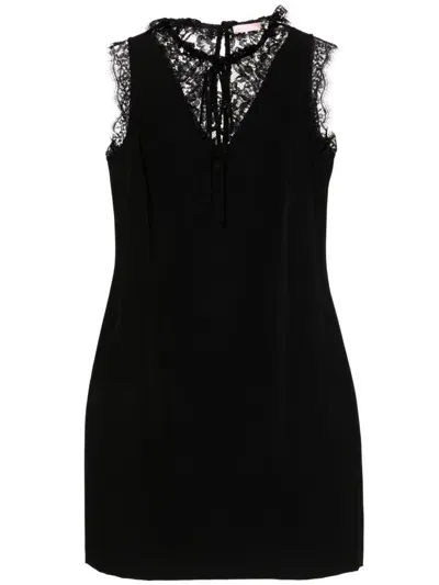 Liu •jo Lace-trim Mini Dress In Black