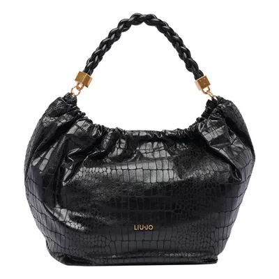 Liu •jo Crocodile-effect Shoulder Bag In Black