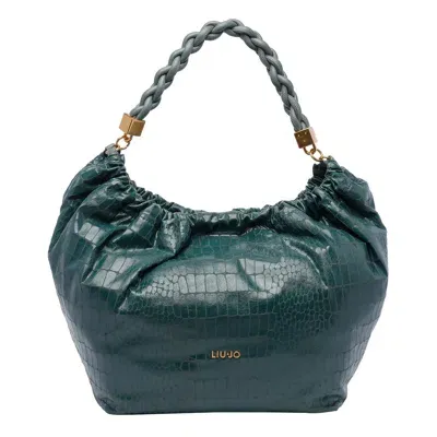 Liu •jo Crocodile-effect Shoulder Bag In Green