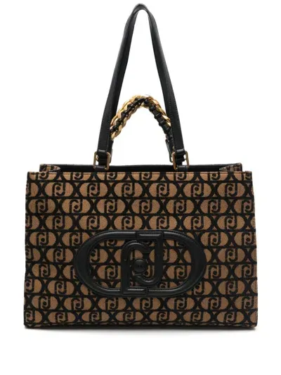 Liu •jo Large Monogram-jacquard Tote Bag In Brown