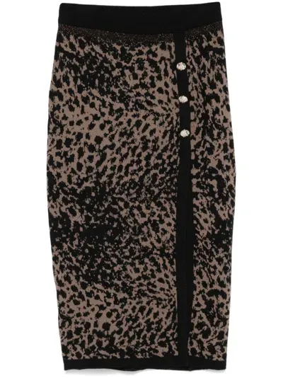 Liu •jo Leopard-print Midi Skirt In Braun