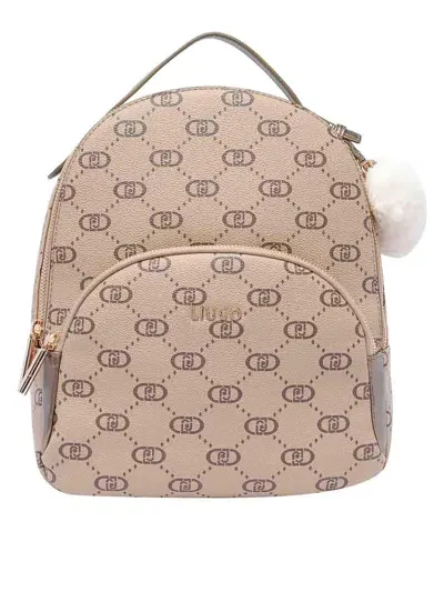 Liu •jo Logo And Charm Backpack In Beige