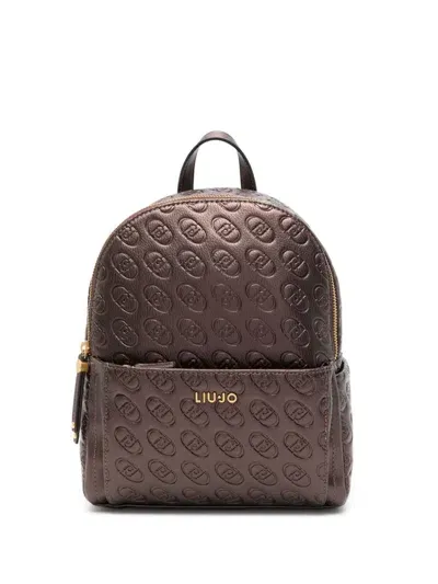 Liu •jo Logo Backpack In Brown