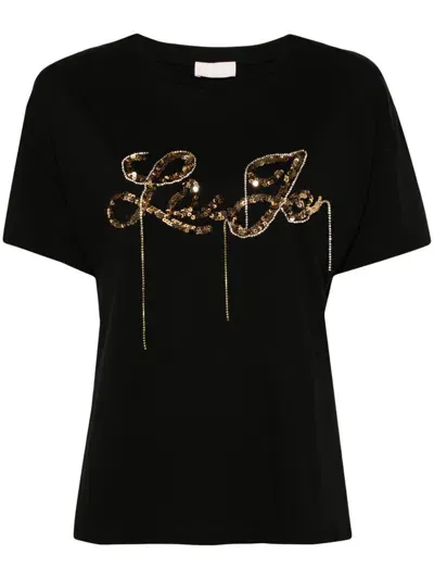 Liu •jo Logo-embellished T-shirt In Black