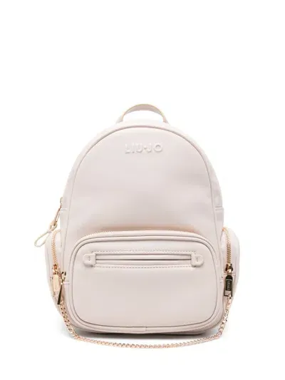 Liu •jo Logo-embossed Backpack In Neutrals