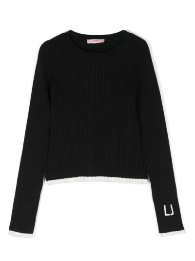 Liu •jo Kids' Logo-embroidered Sweater In Black