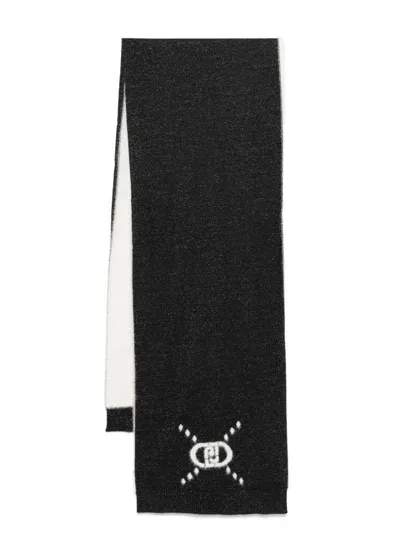 Liu •jo Logo-jacquard Scarf In Black