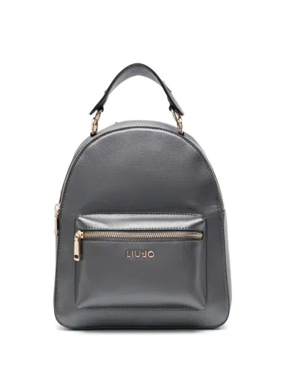 Liu •jo Logo-lettering Backpack In 灰色