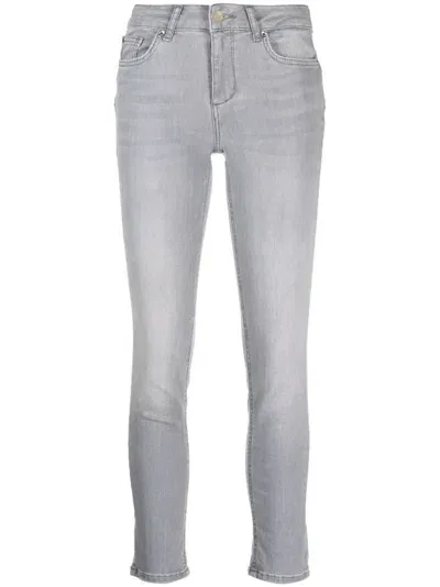 Liu •jo Logo-patch Skinny Jeans In Grey