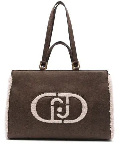 Liu •jo Logo-raised Tote Bag In Brown