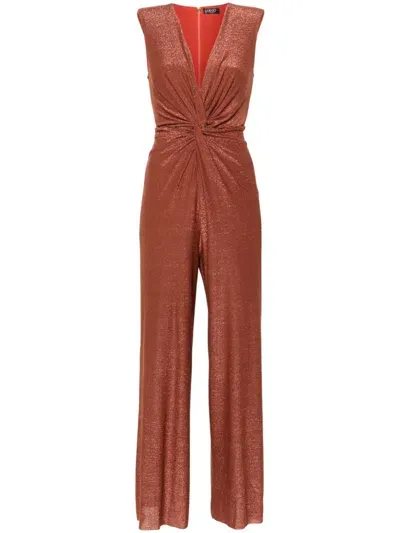 Liu •jo Lurex Jersey Jumpsuit In Red